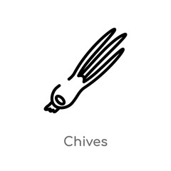 outline chives vector icon. isolated black simple line element illustration from food concept. editable vector stroke chives icon on white background