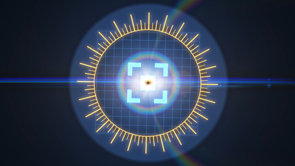 Futuristic HUD sight on an abstract background with highlights.