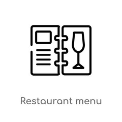 outline restaurant menu vector icon. isolated black simple line element illustration from food concept. editable vector stroke restaurant menu icon on white background