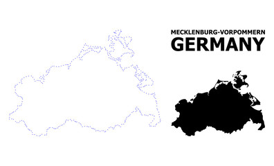 Vector Contour Dotted Map of Mecklenburg-Vorpommern State with Name