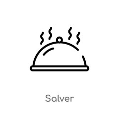 outline salver vector icon. isolated black simple line element illustration from food concept. editable vector stroke salver icon on white background
