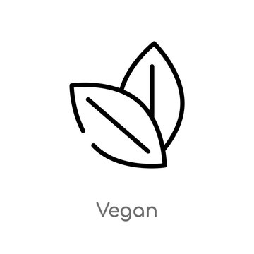 Outline Vegan Vector Icon. Isolated Black Simple Line Element Illustration From Food Concept. Editable Vector Stroke Vegan Icon On White Background