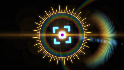 Futuristic HUD sight on an abstract background with highlights.