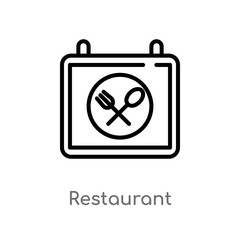 outline restaurant vector icon. isolated black simple line element illustration from food concept. editable vector stroke restaurant icon on white background