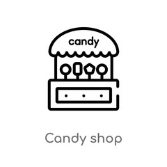 outline candy shop vector icon. isolated black simple line element illustration from food concept. editable vector stroke candy shop icon on white background