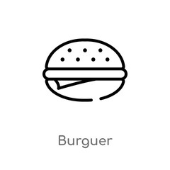 outline burguer vector icon. isolated black simple line element illustration from food concept. editable vector stroke burguer icon on white background