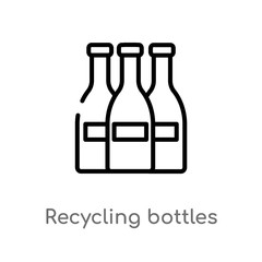 outline recycling bottles vector icon. isolated black simple line element illustration from food concept. editable vector stroke recycling bottles icon on white background