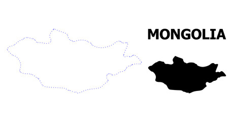 Vector Contour Dotted Map of Mongolia with Caption