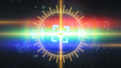 Futuristic HUD sight on an abstract background with highlights.
