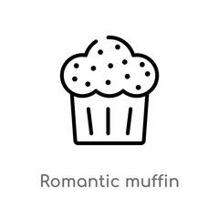outline romantic muffin vector icon. isolated black simple line element illustration from food concept. editable vector stroke romantic muffin icon on white background