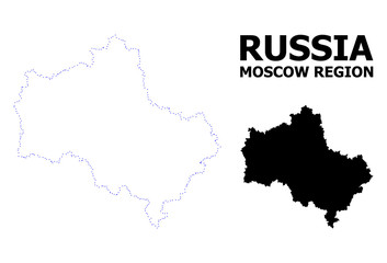 Vector Contour Dotted Map of Moscow Region with Caption