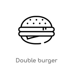 outline double burger vector icon. isolated black simple line element illustration from food concept. editable vector stroke double burger icon on white background