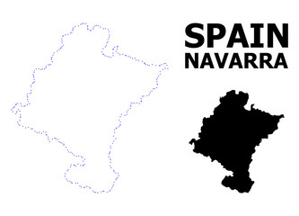 Vector Contour Dotted Map of Navarra Province with Caption