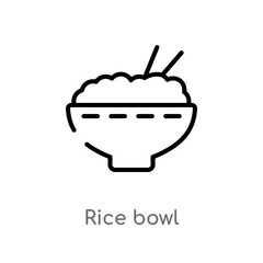Obraz premium outline rice bowl vector icon. isolated black simple line element illustration from food concept. editable vector stroke rice bowl icon on white background