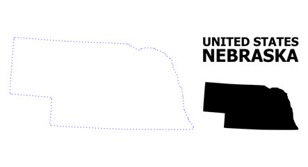 Vector Contour Dotted Map of Nebraska State with Name