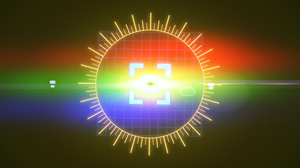 Futuristic HUD sight on an abstract background with highlights.