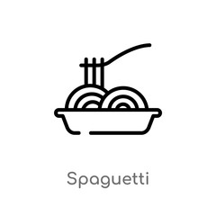 outline spaguetti vector icon. isolated black simple line element illustration from food concept. editable vector stroke spaguetti icon on white background