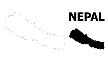 Vector Contour Dotted Map of Nepal with Caption