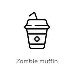 outline zombie muffin vector icon. isolated black simple line element illustration from food concept. editable vector stroke zombie muffin icon on white background