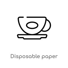outline disposable paper cup vector icon. isolated black simple line element illustration from food concept. editable vector stroke disposable paper cup icon on white background
