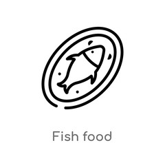 outline fish food vector icon. isolated black simple line element illustration from food concept. editable vector stroke fish food icon on white background