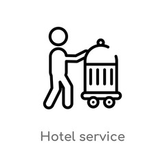 outline hotel service vector icon. isolated black simple line element illustration from food concept. editable vector stroke hotel service icon on white background