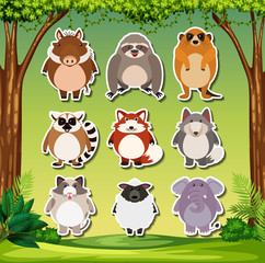 Set of exotic animal sticker