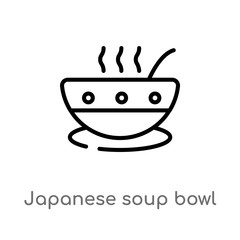 outline japanese soup bowl vector icon. isolated black simple line element illustration from food concept. editable vector stroke japanese soup bowl icon on white background