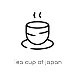 outline tea cup of japan vector icon. isolated black simple line element illustration from food concept. editable vector stroke tea cup of japan icon on white background