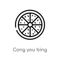 outline cong you bing vector icon. isolated black simple line element illustration from food and restaurant concept. editable vector stroke cong you bing icon on white background