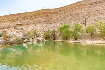 Wadi Bani Khalid in Oman. It is located about 203 km from Muscat and 120 km from Sur.