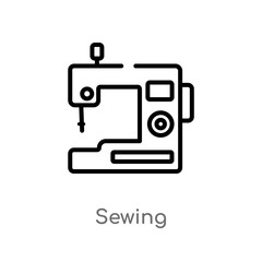 outline sewing vector icon. isolated black simple line element illustration from free time concept. editable vector stroke sewing icon on white background