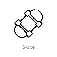 outline skate vector icon. isolated black simple line element illustration from free time concept. editable vector stroke skate icon on white background