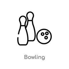 outline bowling vector icon. isolated black simple line element illustration from free time concept. editable vector stroke bowling icon on white background