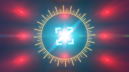 Futuristic HUD sight on an abstract background with highlights.