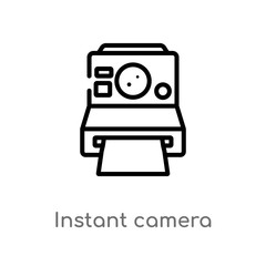 outline instant camera vector icon. isolated black simple line element illustration from free time concept. editable vector stroke instant camera icon on white background