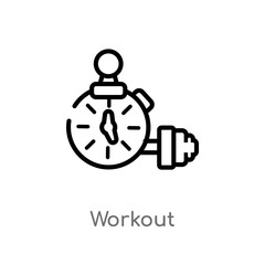 outline workout vector icon. isolated black simple line element illustration from free time concept. editable vector stroke workout icon on white background