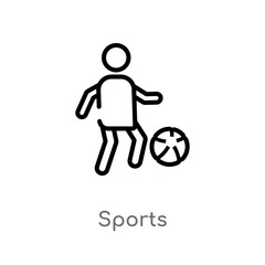 Obraz premium outline sports vector icon. isolated black simple line element illustration from hobbies concept. editable vector stroke sports icon on white background