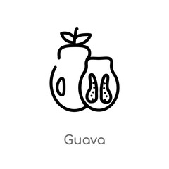 outline guava vector icon. isolated black simple line element illustration from fruits and vegetables concept. editable vector stroke guava icon on white background