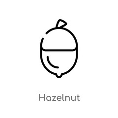 outline hazelnut vector icon. isolated black simple line element illustration from fruits and vegetables concept. editable vector stroke hazelnut icon on white background