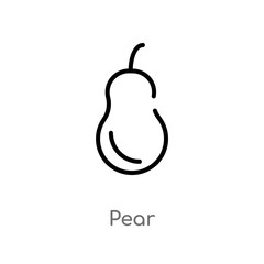 outline pear vector icon. isolated black simple line element illustration from fruits concept. editable vector stroke pear icon on white background