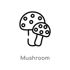 outline mushroom vector icon. isolated black simple line element illustration from fruits concept. editable vector stroke mushroom icon on white background