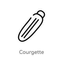 outline courgette vector icon. isolated black simple line element illustration from fruits concept. editable vector stroke courgette icon on white background