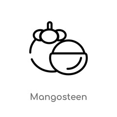 outline mangosteen vector icon. isolated black simple line element illustration from fruits concept. editable vector stroke mangosteen icon on white background