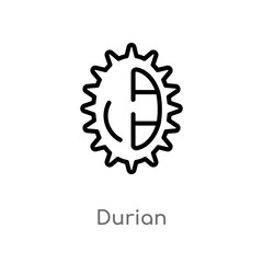 outline durian vector icon. isolated black simple line element illustration from fruits concept. editable vector stroke durian icon on white background