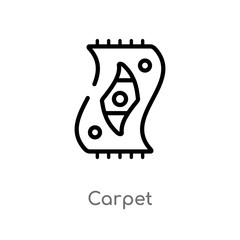 outline carpet vector icon. isolated black simple line element illustration from furniture concept. editable vector stroke carpet icon on white background