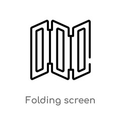 outline folding screen vector icon. isolated black simple line element illustration from furniture and household concept. editable vector stroke folding screen icon on white background
