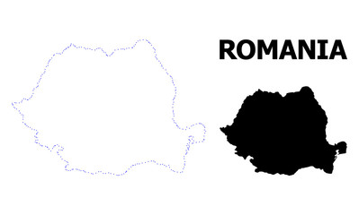 Vector Contour Dotted Map of Romania with Caption