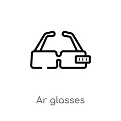 Obraz premium outline ar glasses vector icon. isolated black simple line element illustration from future technology concept. editable vector stroke ar glasses icon on white background