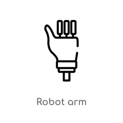 outline robot arm vector icon. isolated black simple line element illustration from future technology concept. editable vector stroke robot arm icon on white background